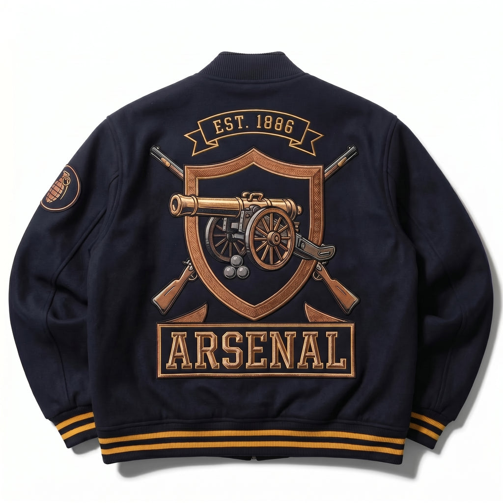 Navy & Gold Collared Varsity Coat
