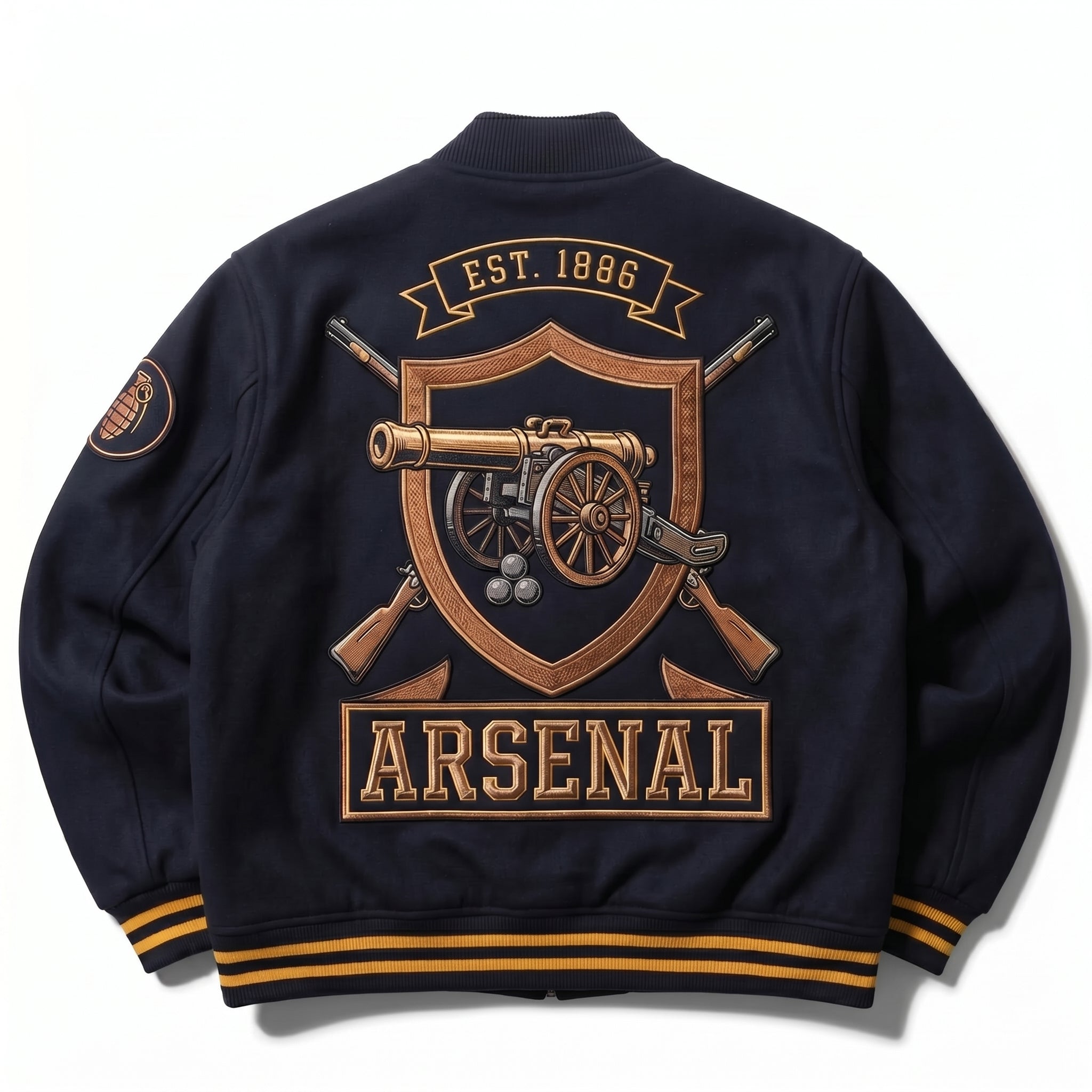 Navy & Gold Collared Varsity Coat