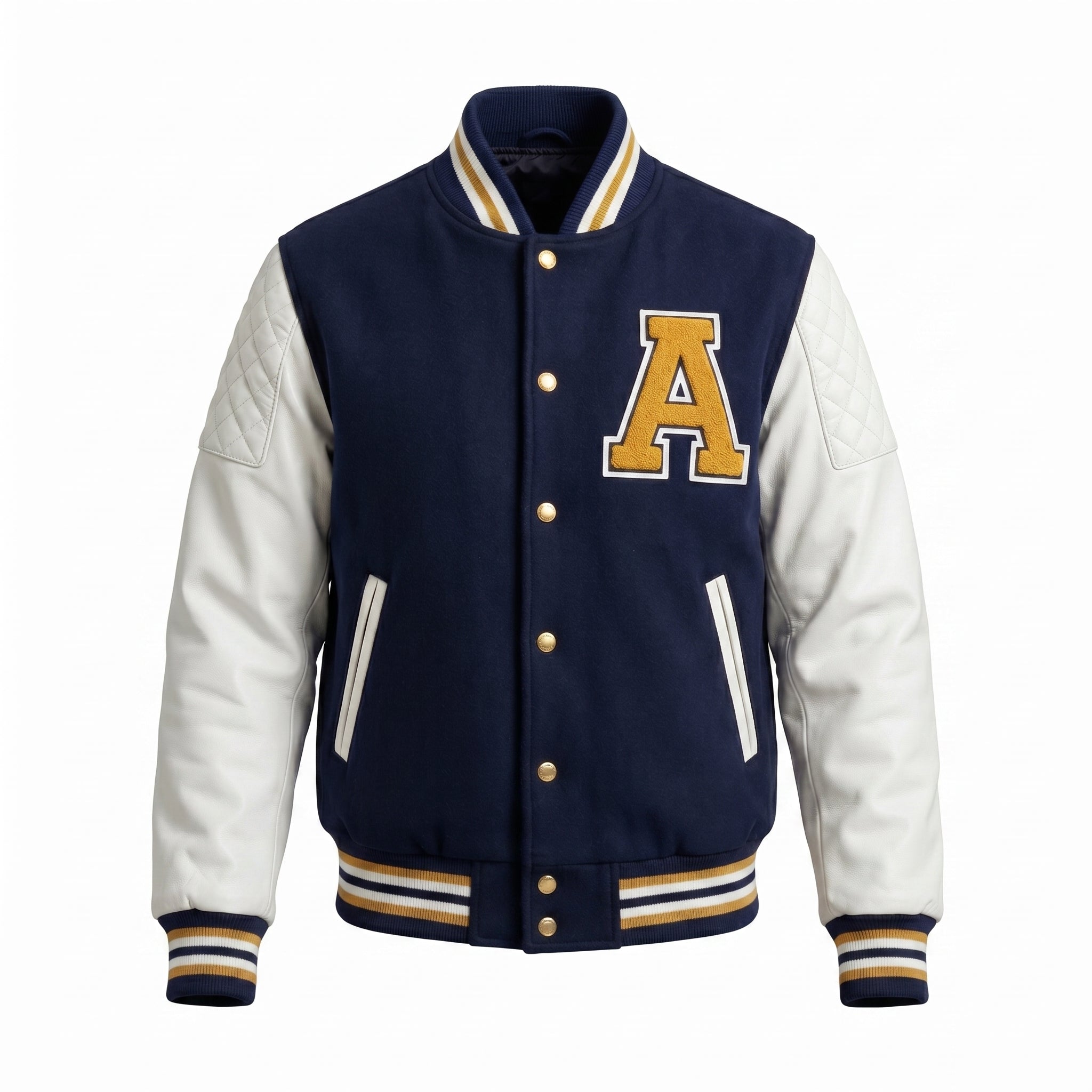 Custom Alumni Varsity Jacket Men | Navy & White Letterman Jacket | College Style Bomber