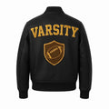 Black Leather Varsity Jacket – Men’s Letterman Jacket Bomber