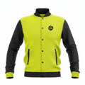 Neon Yellow Varsity Jacket Black Sleeves | Streetwear Bomber Jacket Men Women | Custom Logo College
