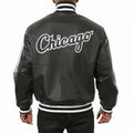 Men’s Black Varsity Leather Jacket | Classic Baseball Bomber Jacket, Streetwear Letterman Coat