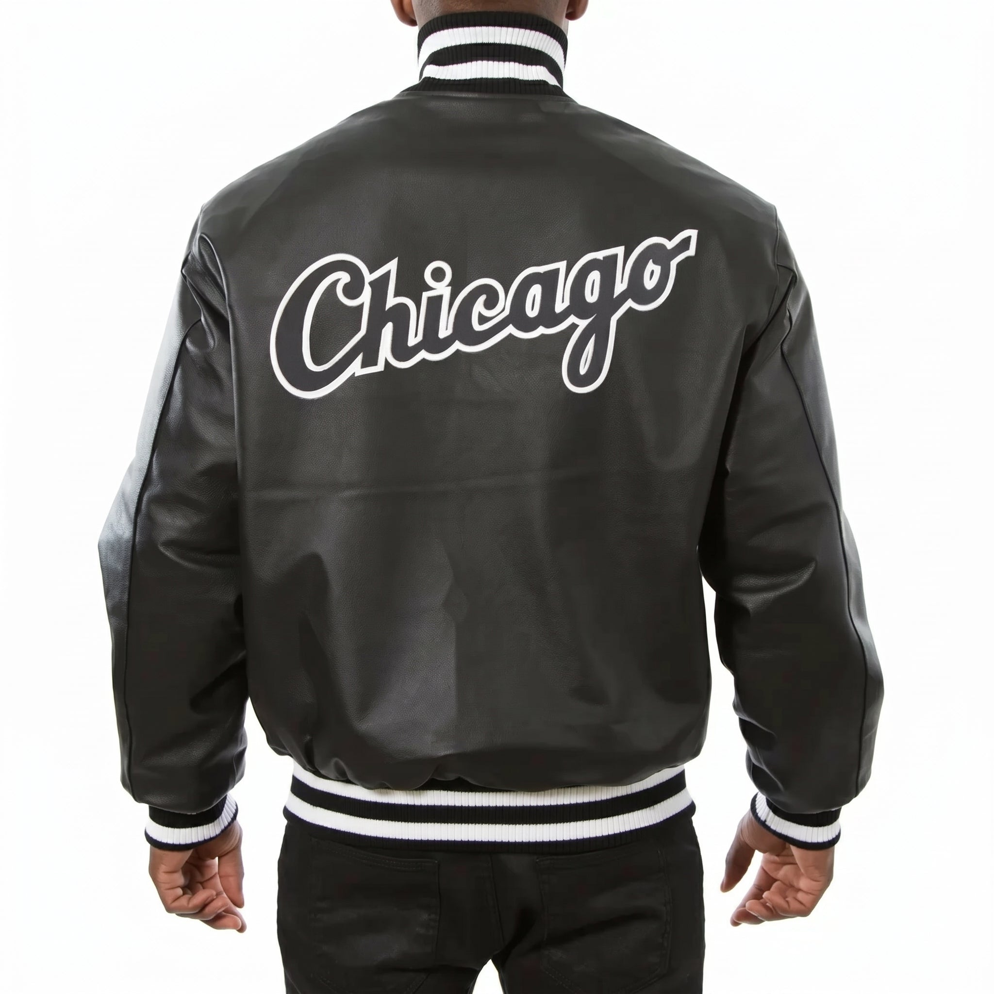 Men’s Black Varsity Leather Jacket | Classic Baseball Bomber Jacket, Streetwear Letterman Coat