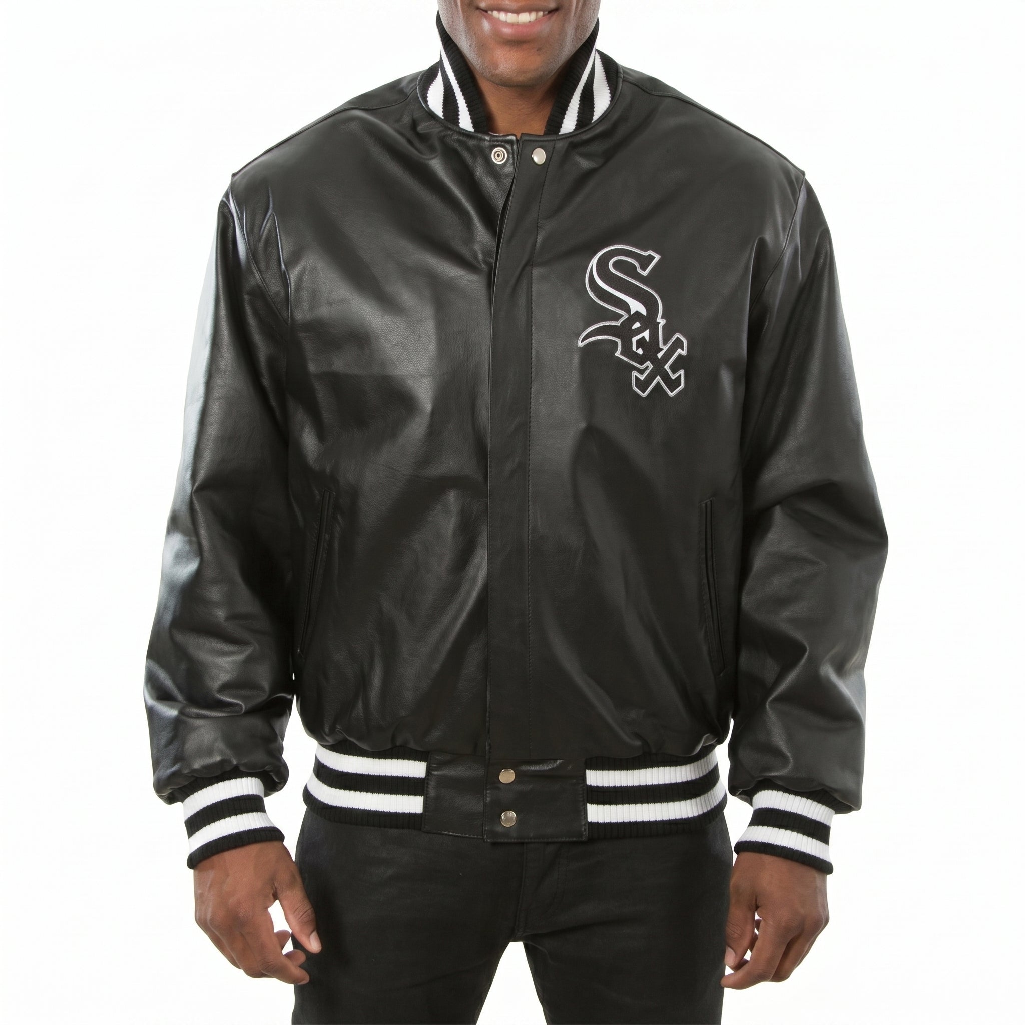 Men’s Black Varsity Leather Jacket | Classic Baseball Bomber Jacket, Streetwear Letterman Coat