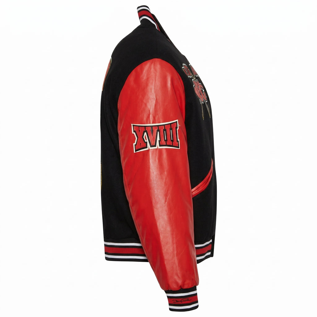 Men's Black Red Varsity Letterman Bomber Jacket – WSSU Rams Apparel