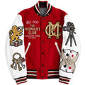 Midnight Club Las Vegas Varsity Jacket - Premium Red Wool & White Leather High Rollers Letterman Jacket