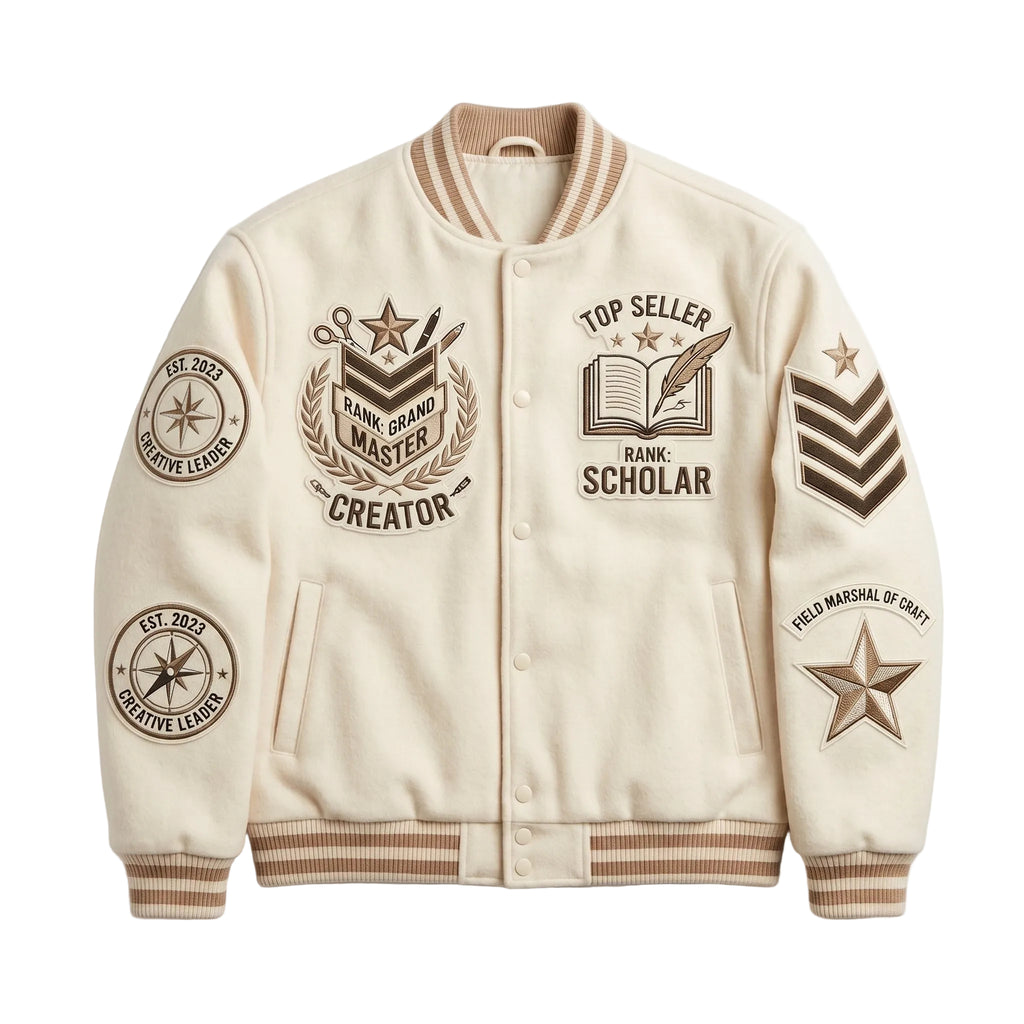 Creative Leader Guild Varsity Jacket - Premium Cream Wool Embroidered Letterman Jacket