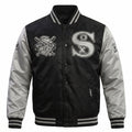 Chicago White Sox Satin Bomber Varsity Jacket - Faded Black & Silver Letterman Baseball Jacket