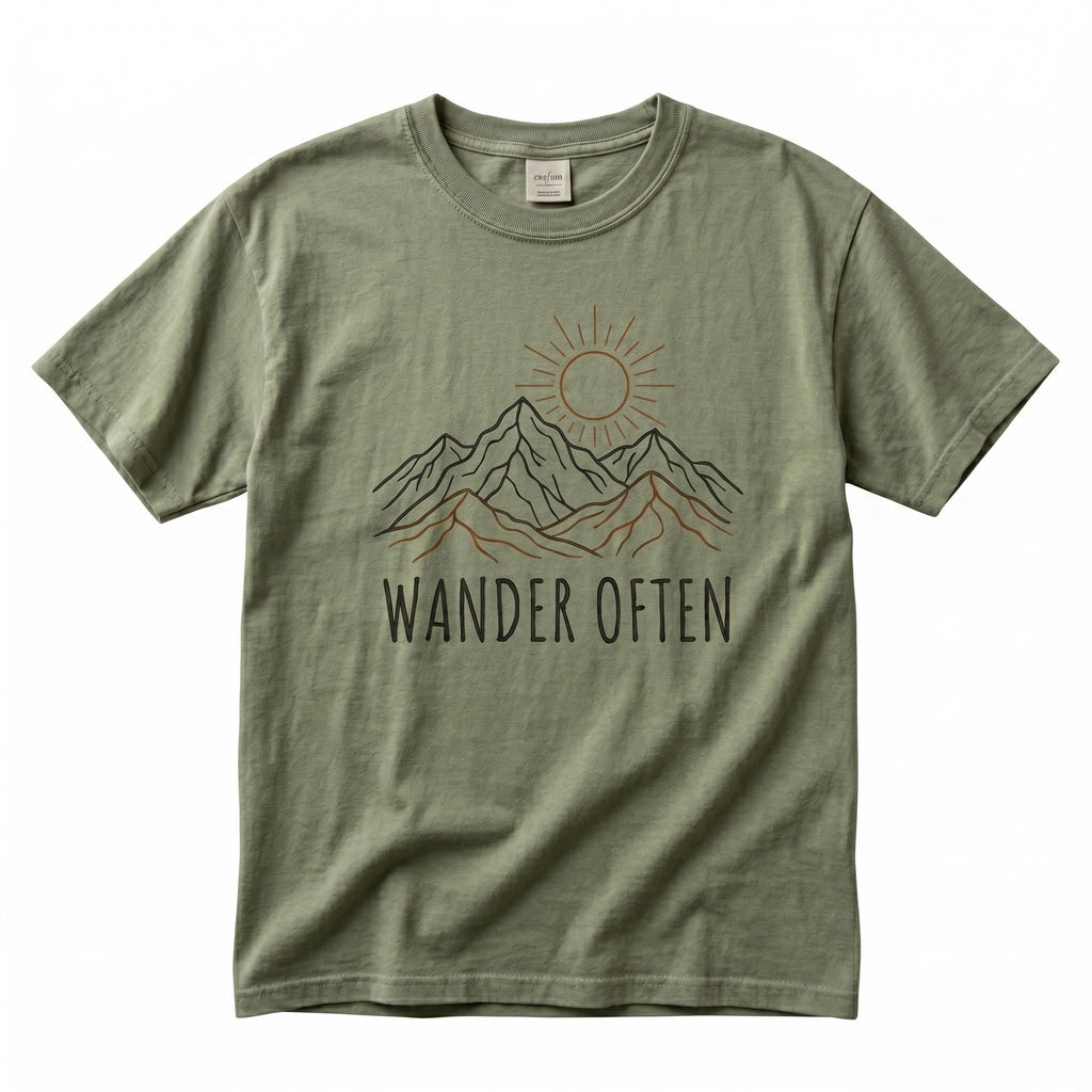 Wander Often Minimalist Mountain Graphic Tee