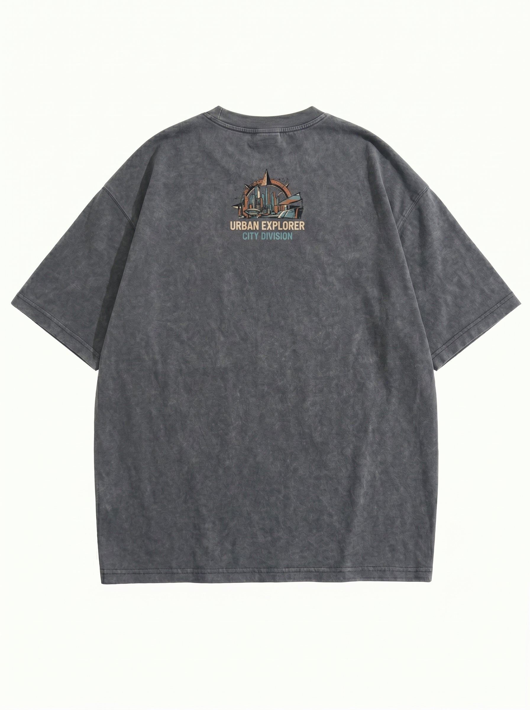 Vintage Wash "Urban Explorer Collective" Graphic T-Shirt - Charcoal