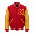 Red Yellow Varsity Jacket Men custom versity jacket