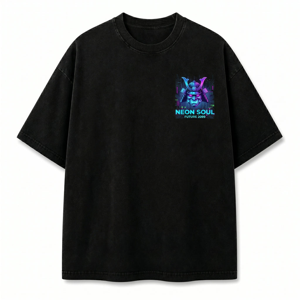 Men's Futuristic Samurai Back-Print T-Shirt | Oversized Streetwear