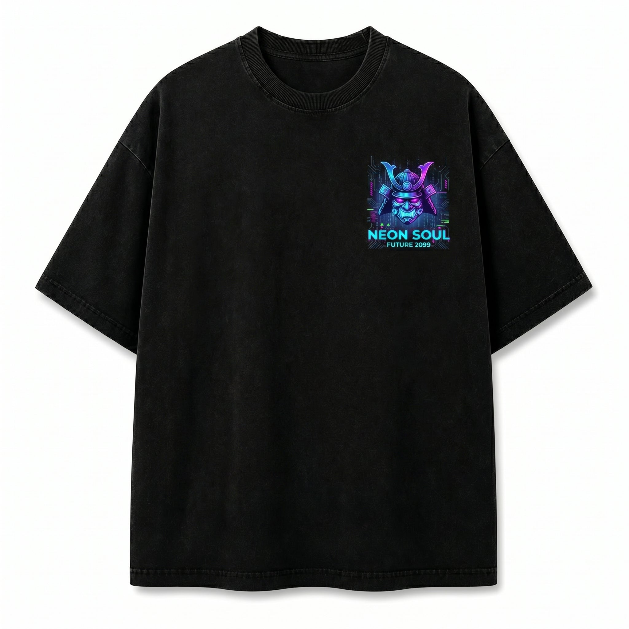 Men's Futuristic Samurai Back-Print T-Shirt | Oversized Streetwear