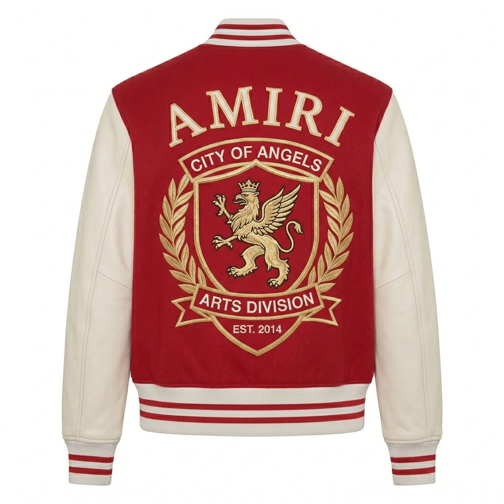 Red and Cream Griffin Bomber Coat