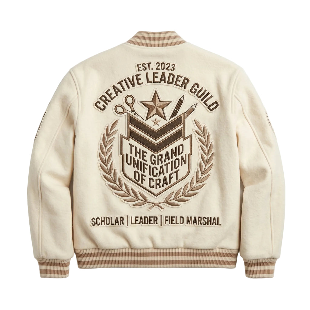 Creative Leader Guild Varsity Jacket - Premium Cream Wool Embroidered Letterman Jacket