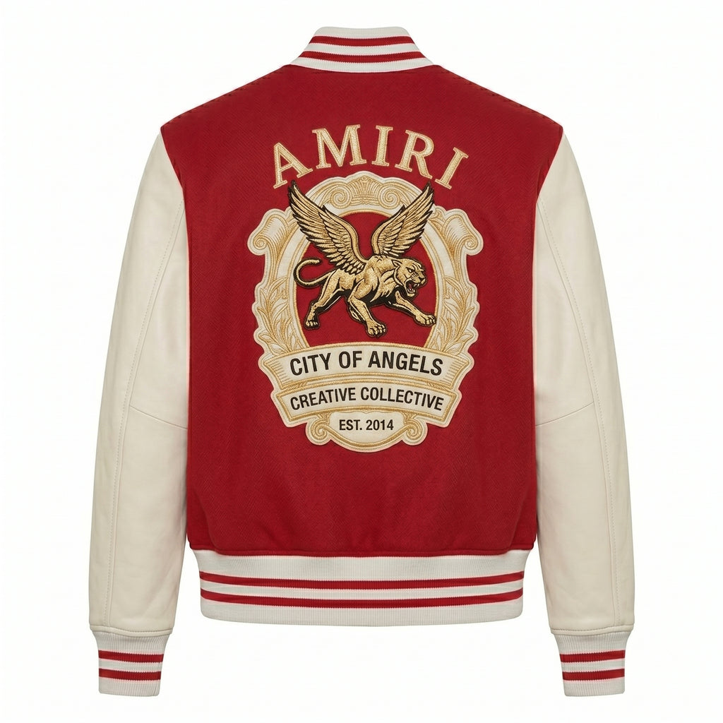 Red and Cream Griffin Bomber Coat