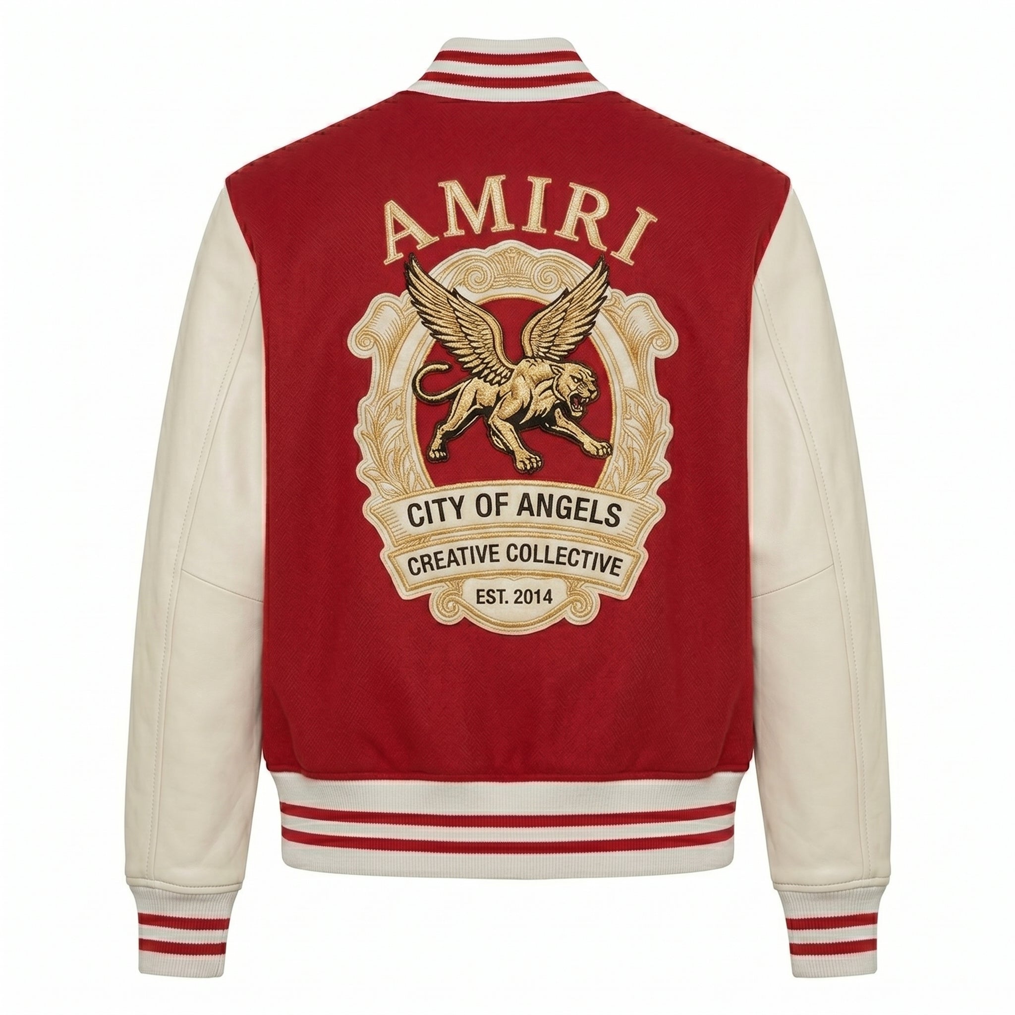 Red and Cream Griffin Bomber Coat