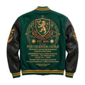 The Celestial Guild Premium Varsity Jacket - Green Wool & Black Leather