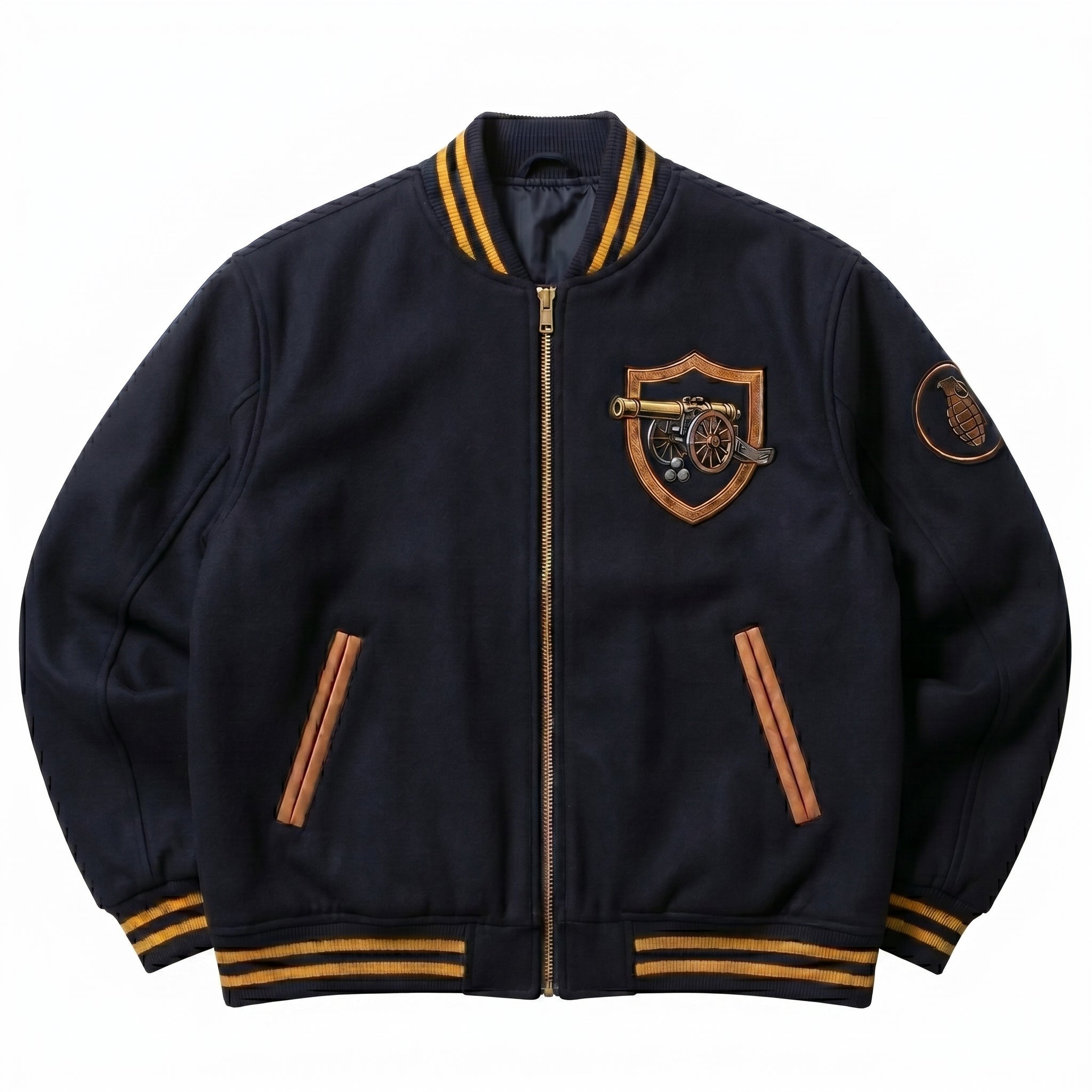 Navy & Gold Collared Varsity Coat