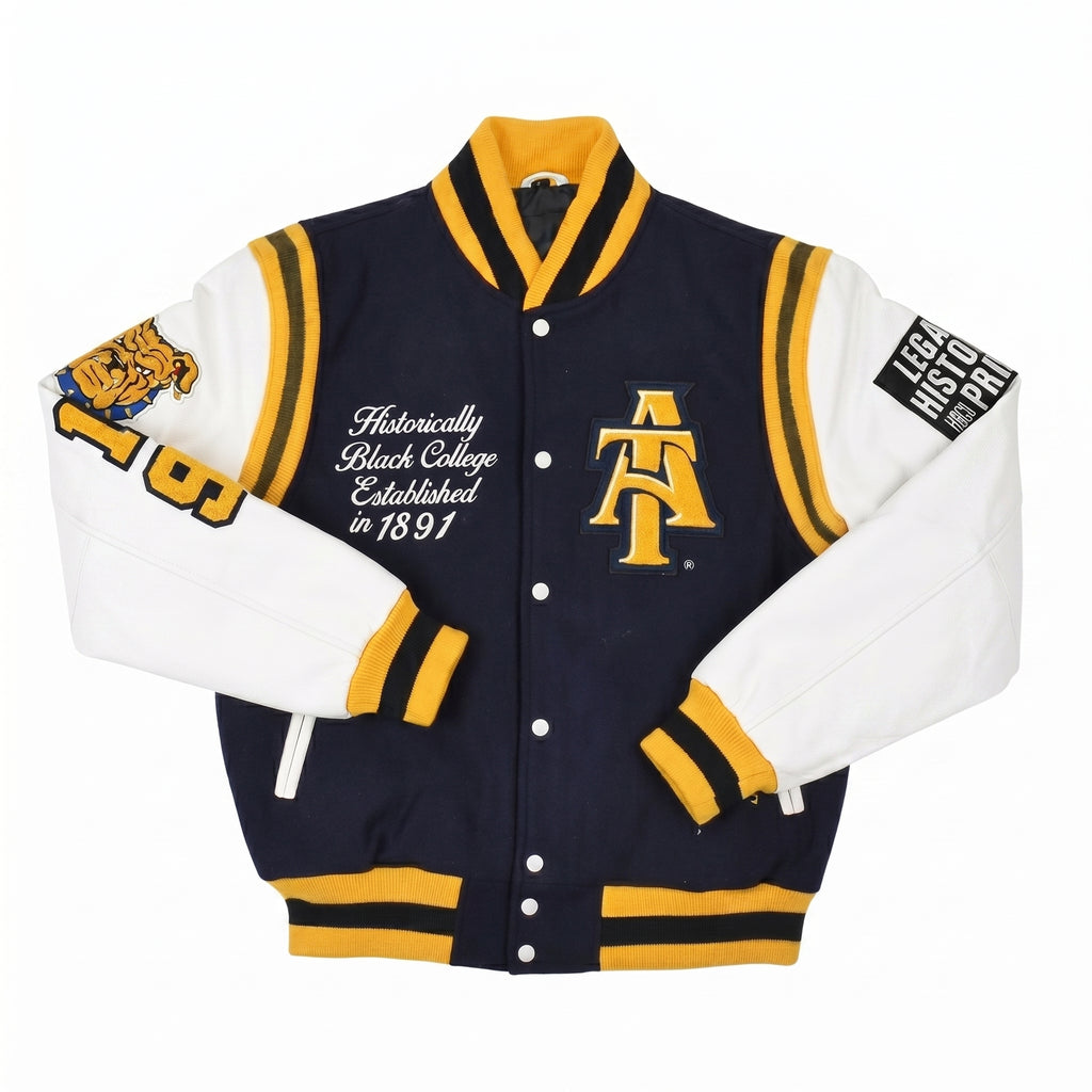 Men’s Navy & Yellow Varsity Jacket | College Letterman Bomber Jacket