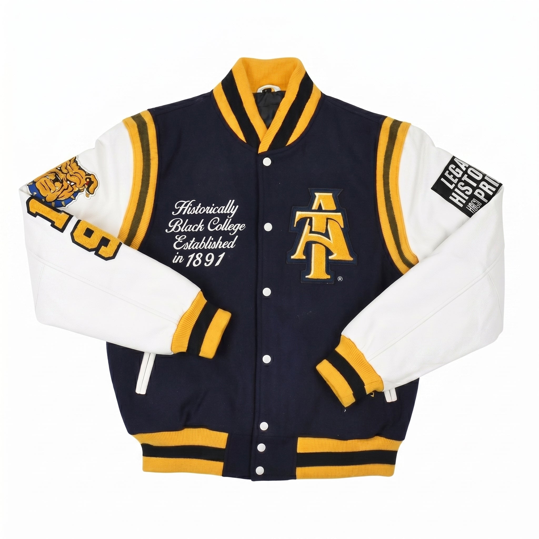 Men’s Navy & Yellow Varsity Jacket | College Letterman Bomber Jacket