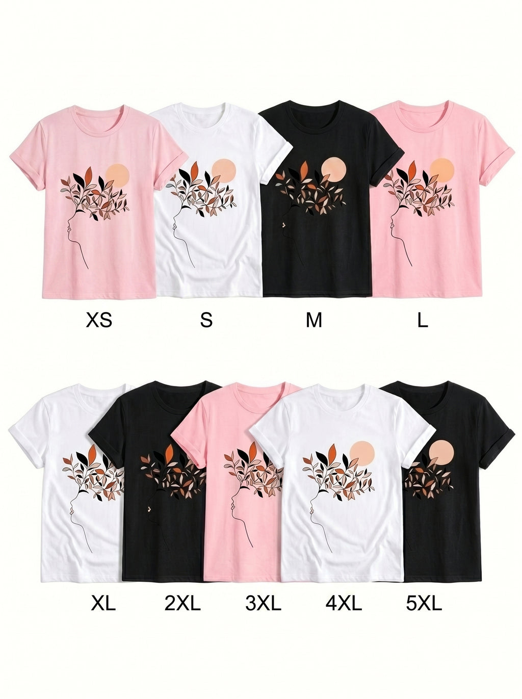 Women's Continuous Line Face & Leaves Graphic Shirt | Classic Fit