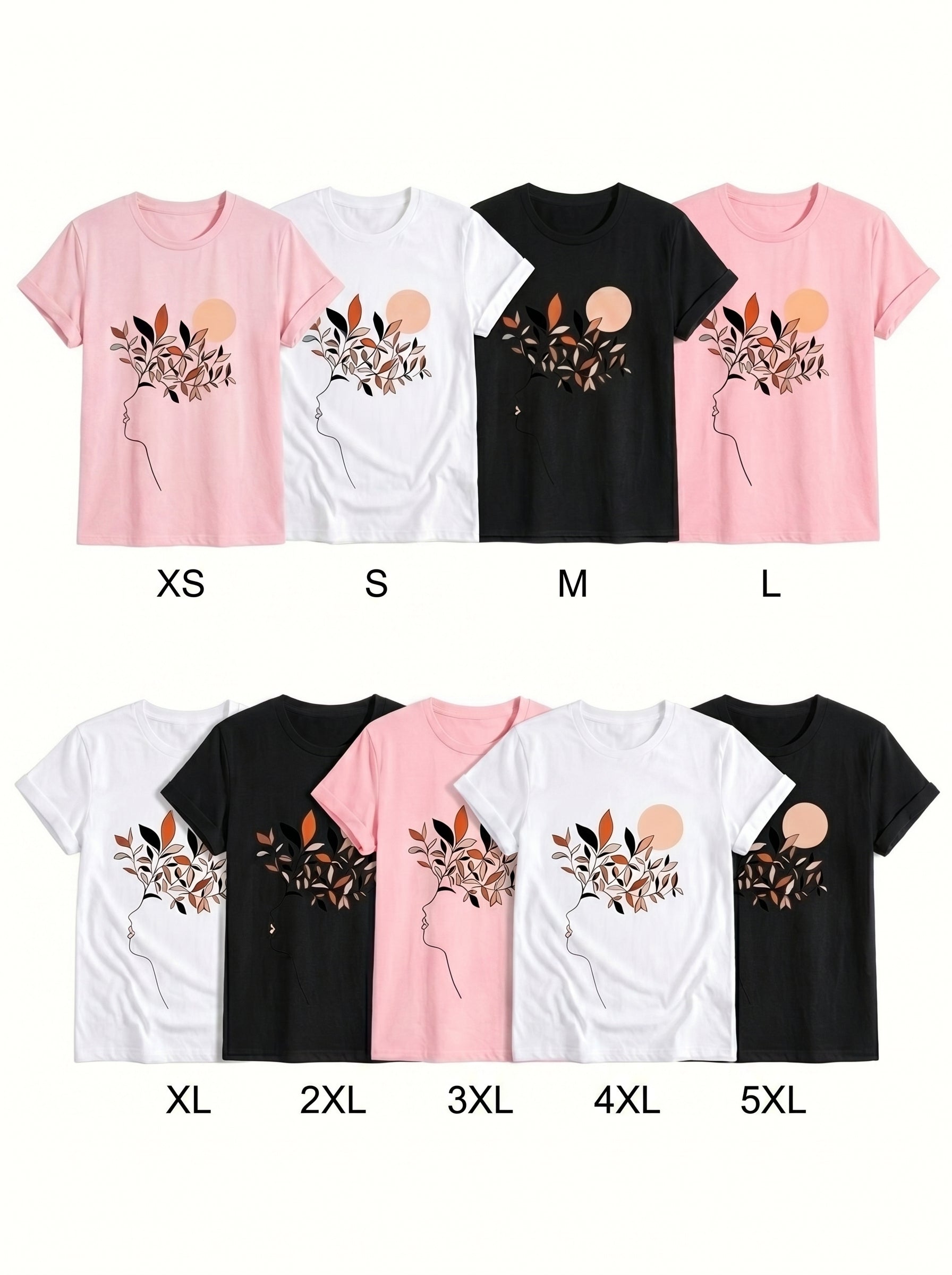 Women's Continuous Line Face & Leaves Graphic Shirt | Classic Fit