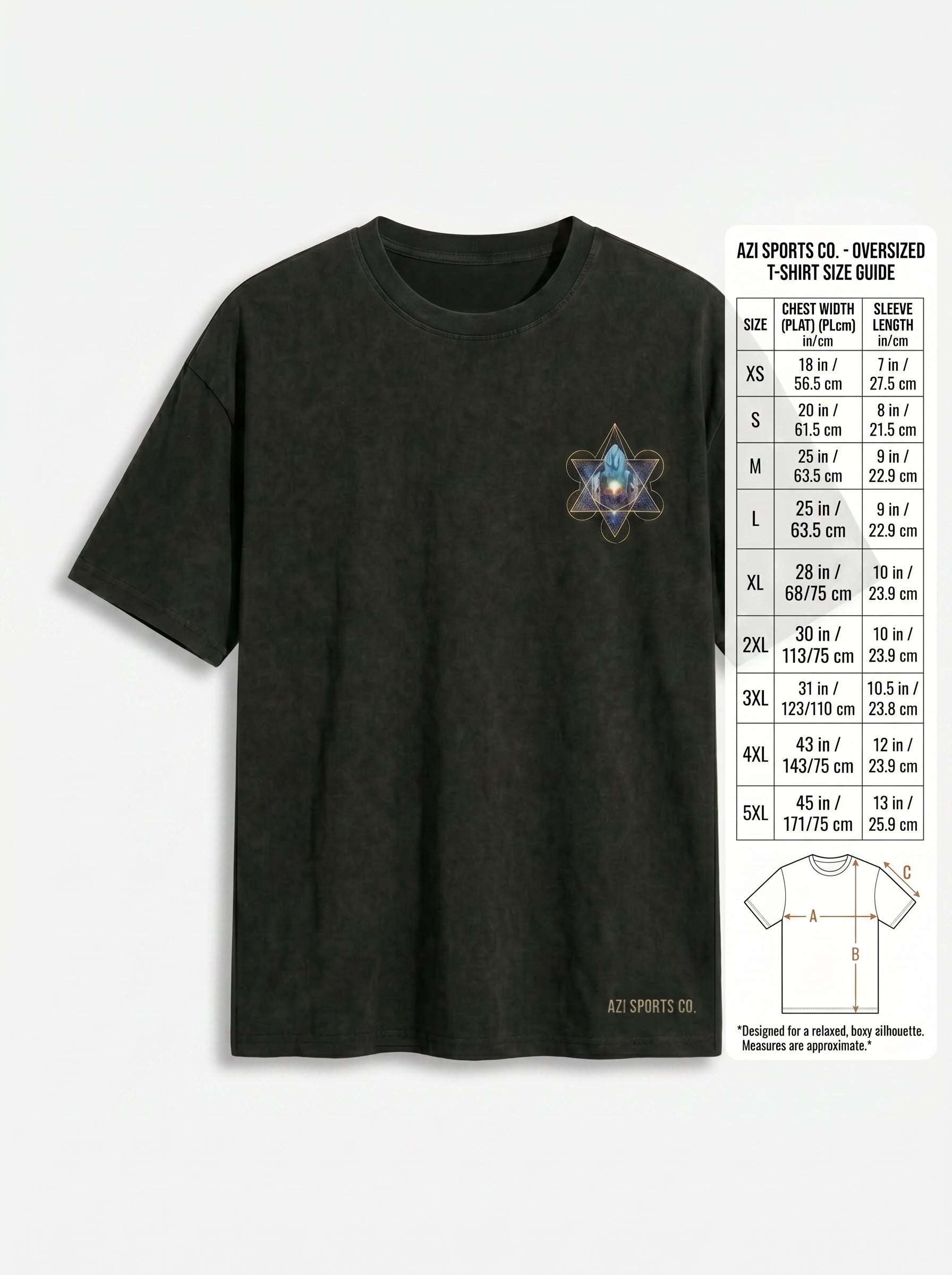 Heavyweight Universal Code T-Shirt | Geometric Crystal Oversized Tee