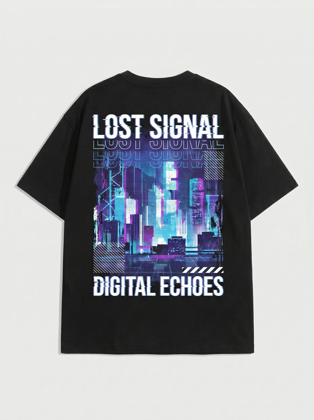 Men's Boxy Fit Retrowave Graphic Shirt | Front & Back Neon Print