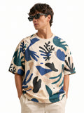 Oversized Abstract Coral Print T-Shirt | Modern Streetwear Graphic Tee