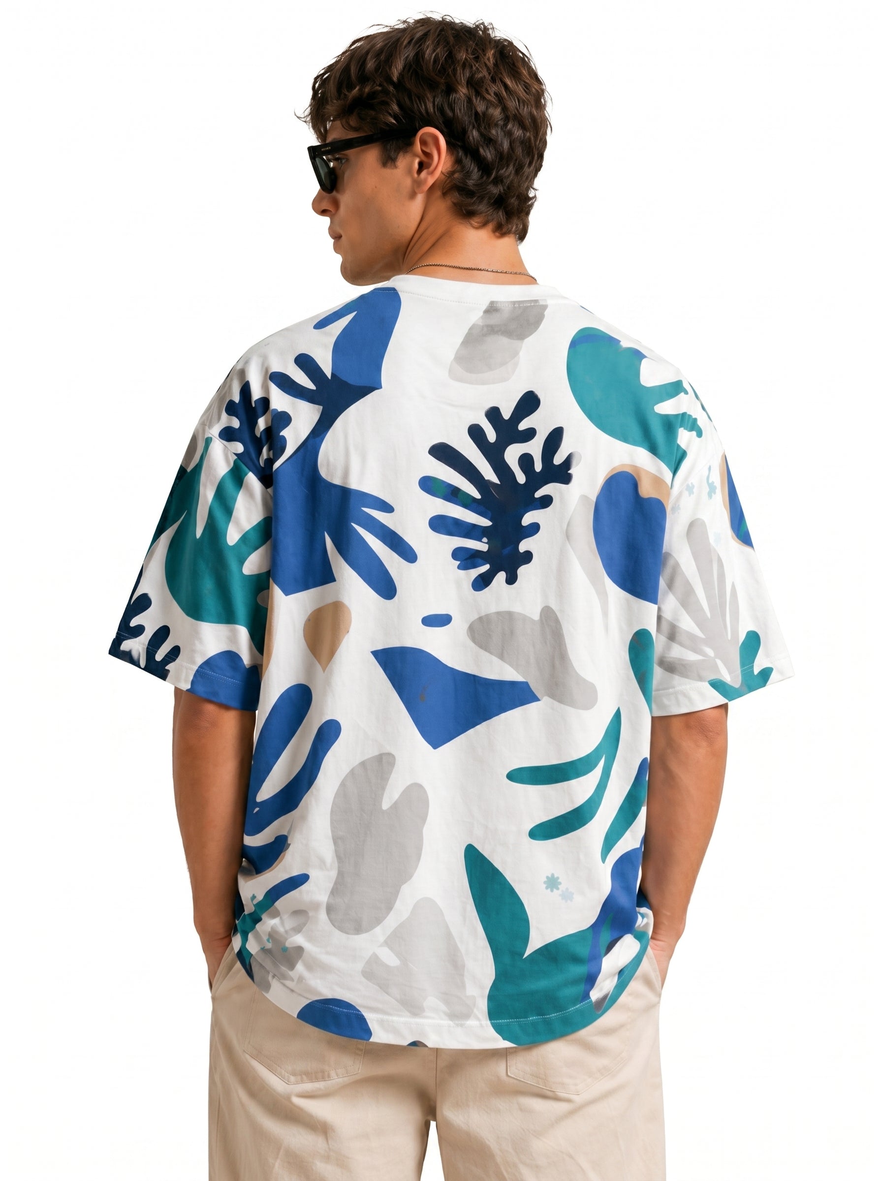 Oversized Abstract Coral Print T-Shirt | Modern Streetwear Graphic Tee