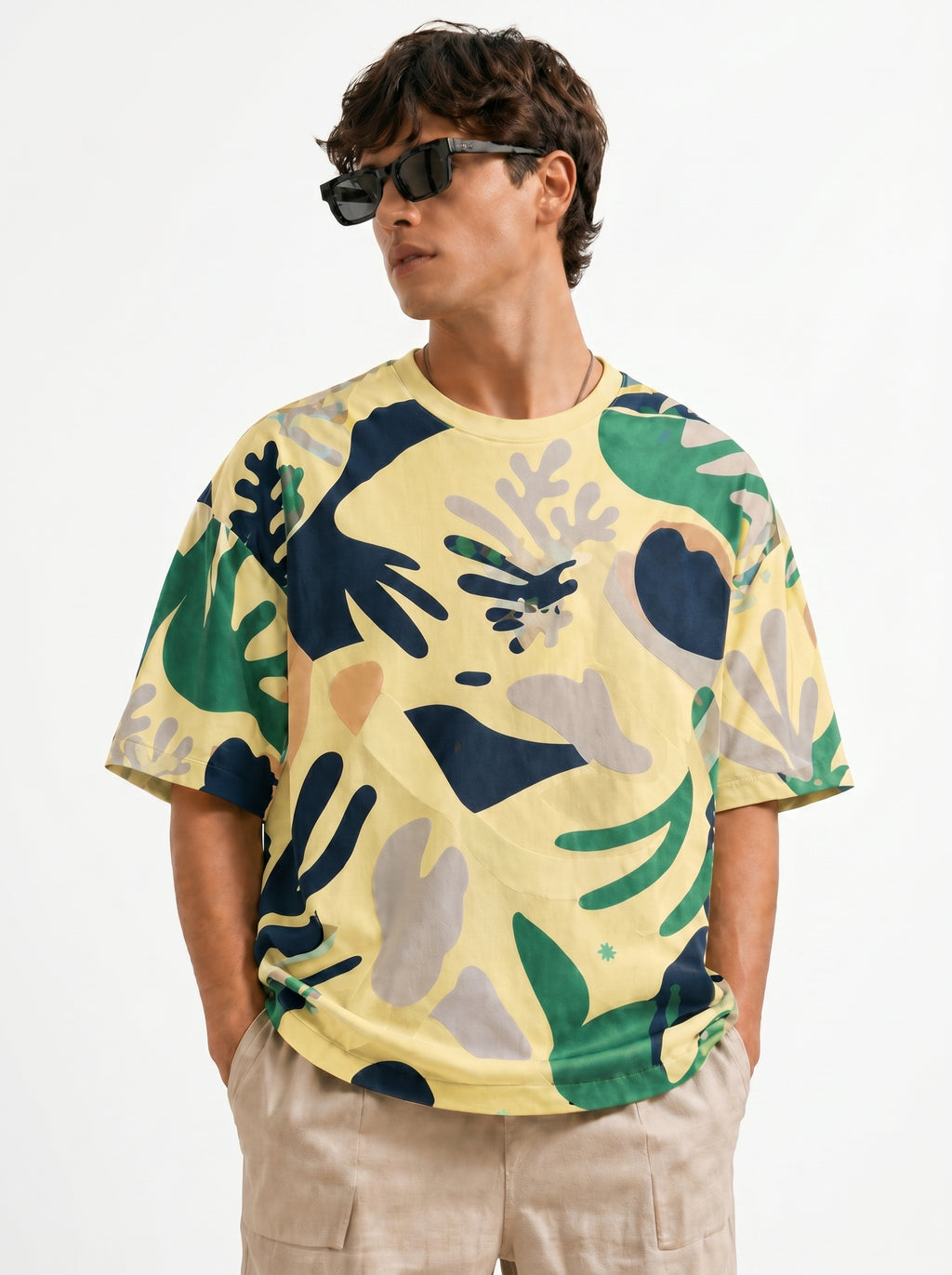 Oversized Abstract Coral Print T-Shirt | Modern Streetwear Graphic Tee