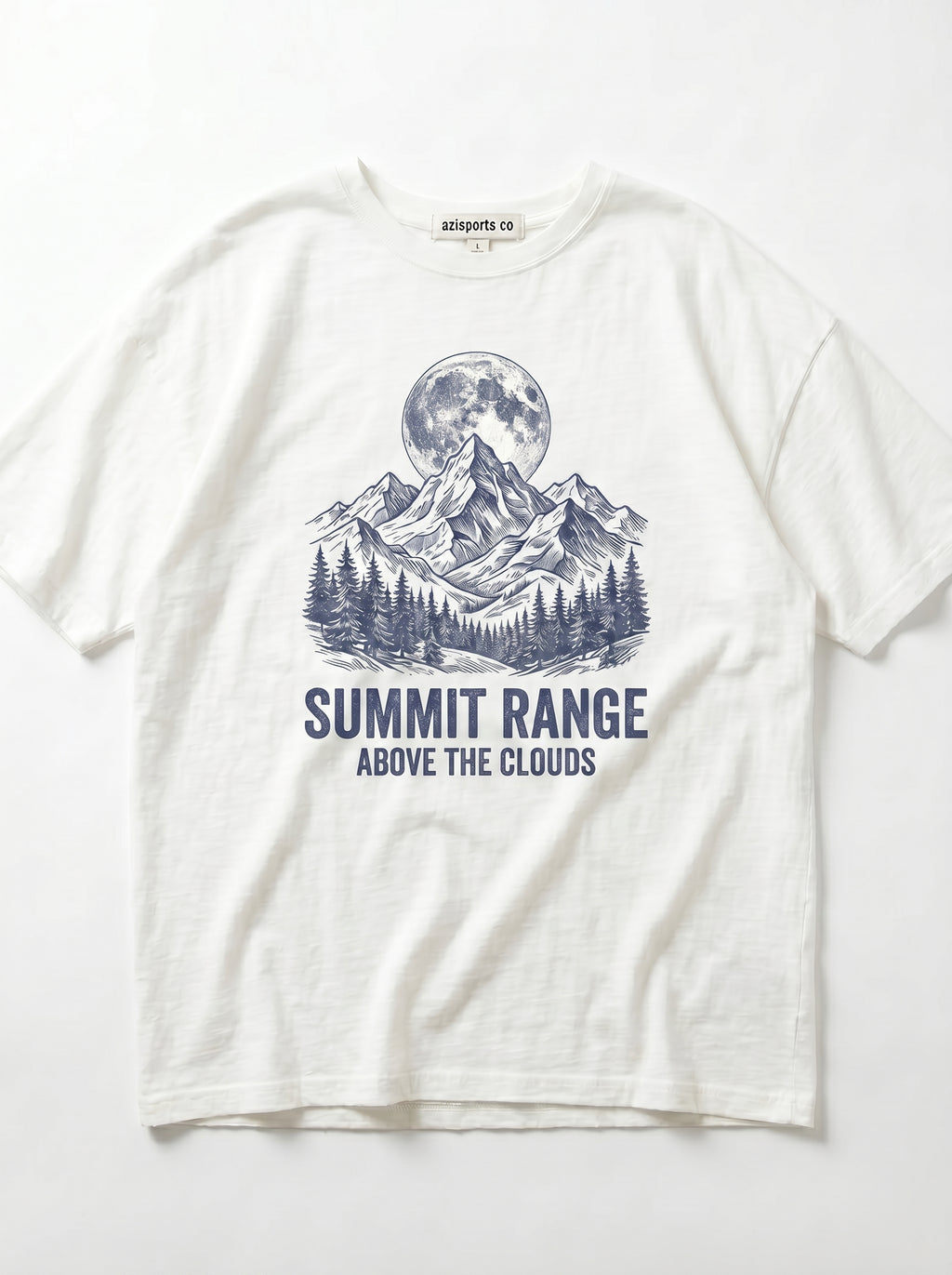 Summit Range Oversized Graphic Tee | Minimalist Mountain Line Art