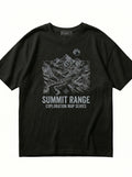 Summit Range Oversized Graphic Tee | Minimalist Mountain Line Art