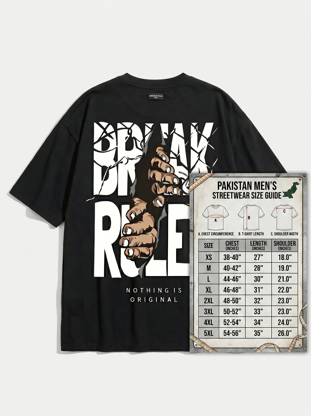Torn Typography Drop-Shoulder Streetwear T-Shirt
