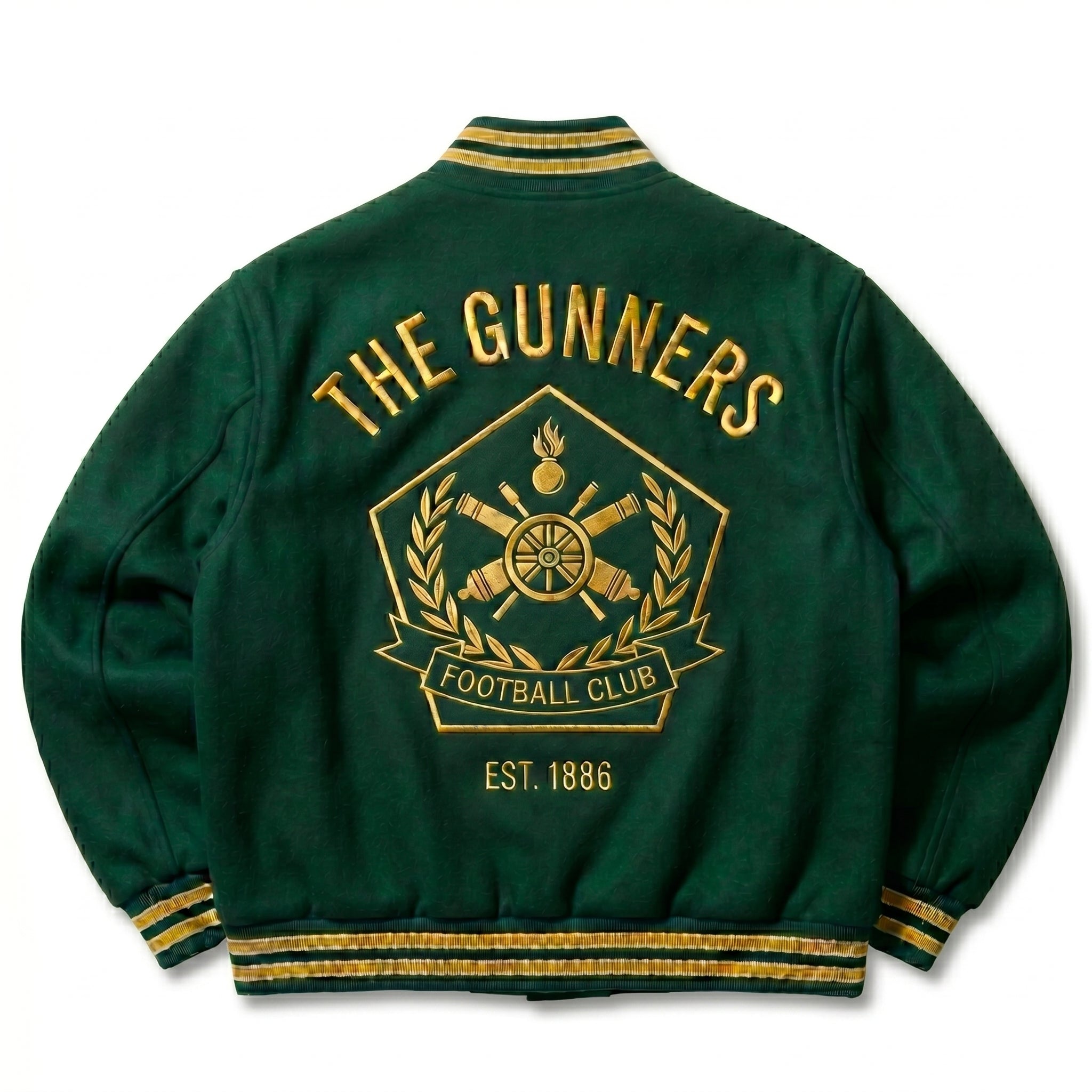 Green Gunners Varsity Jacket | Custom Embroidered Soccer Coat