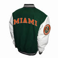 Green Varsity Jacket with White Sleeves