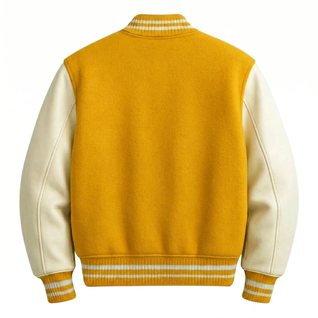 Yellow Varsity Jacket with White Sleeves | College Style Bomber Jacket