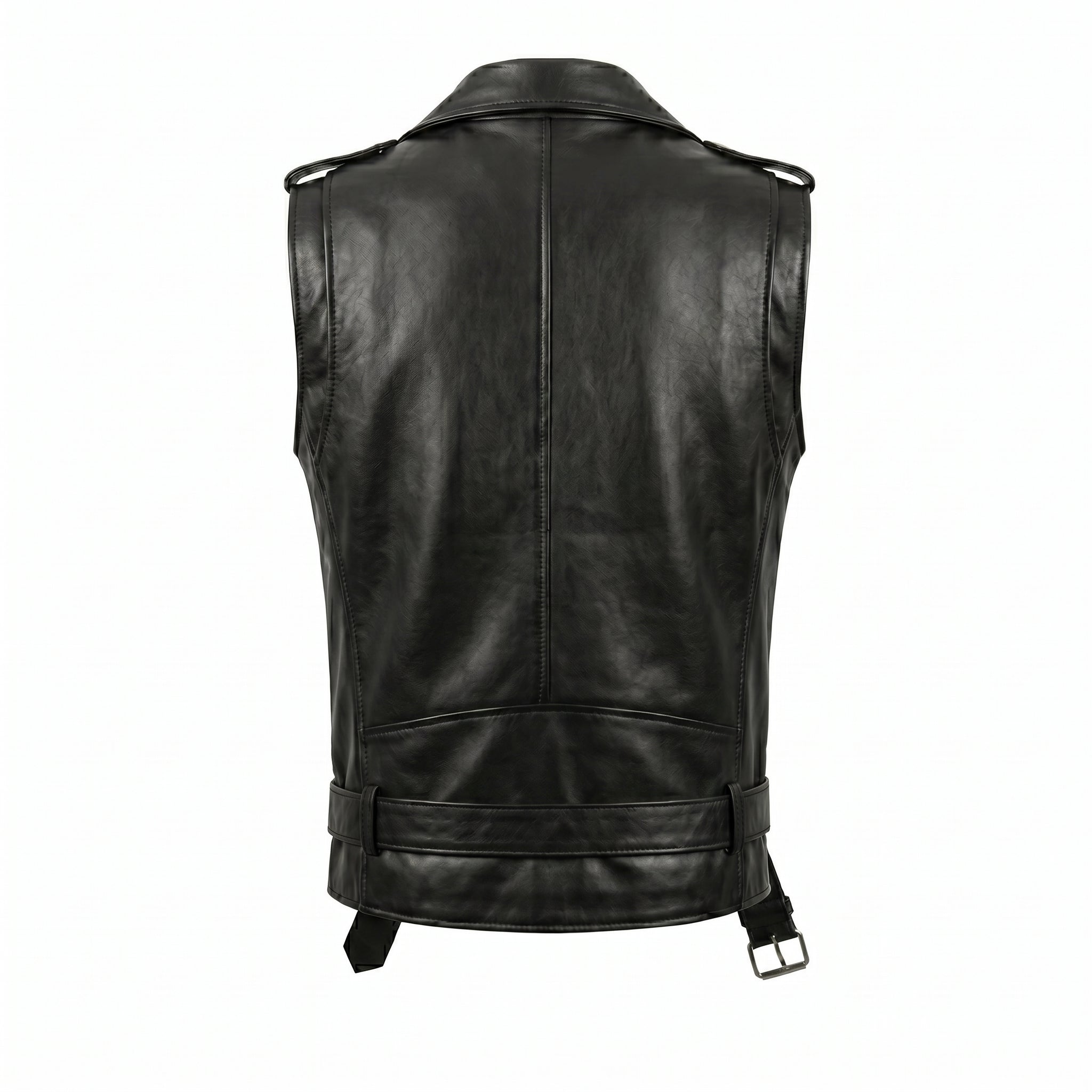 Hand made sleeveless jacket I ASC Black Faux Leather Biker Vest