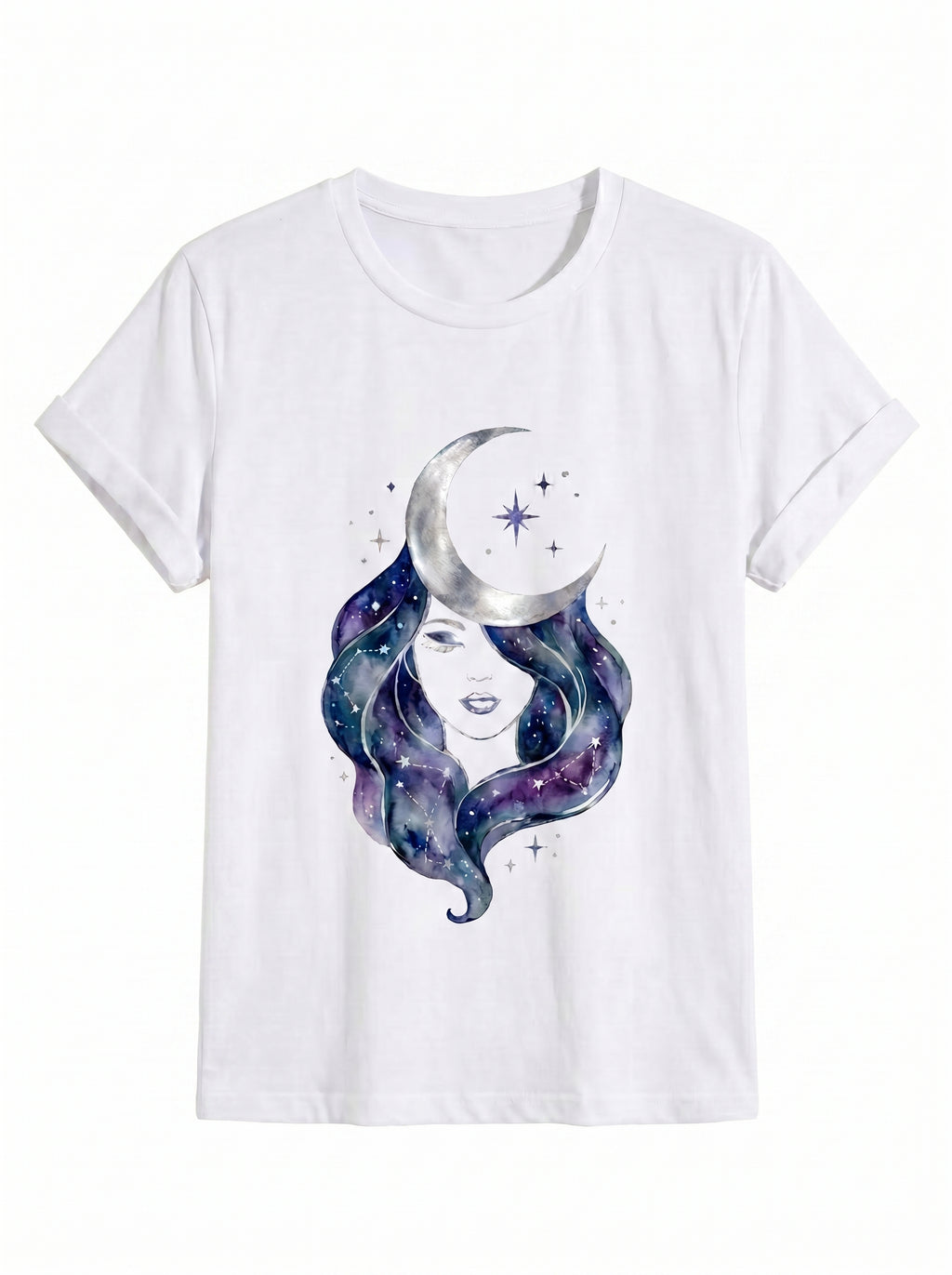 Celestial Moon Goddess Watercolor Graphic Tee