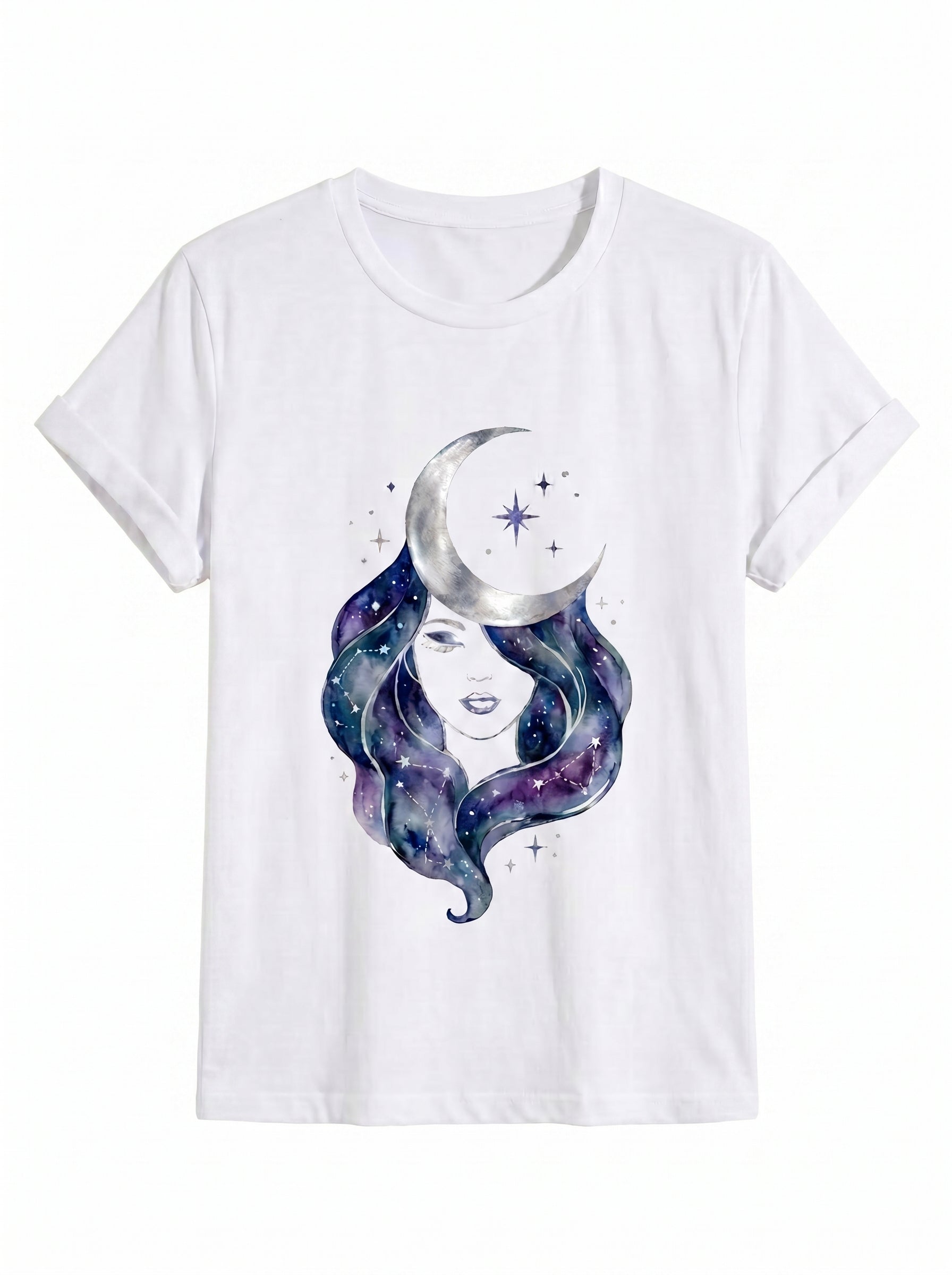 Celestial Moon Goddess Watercolor Graphic Tee