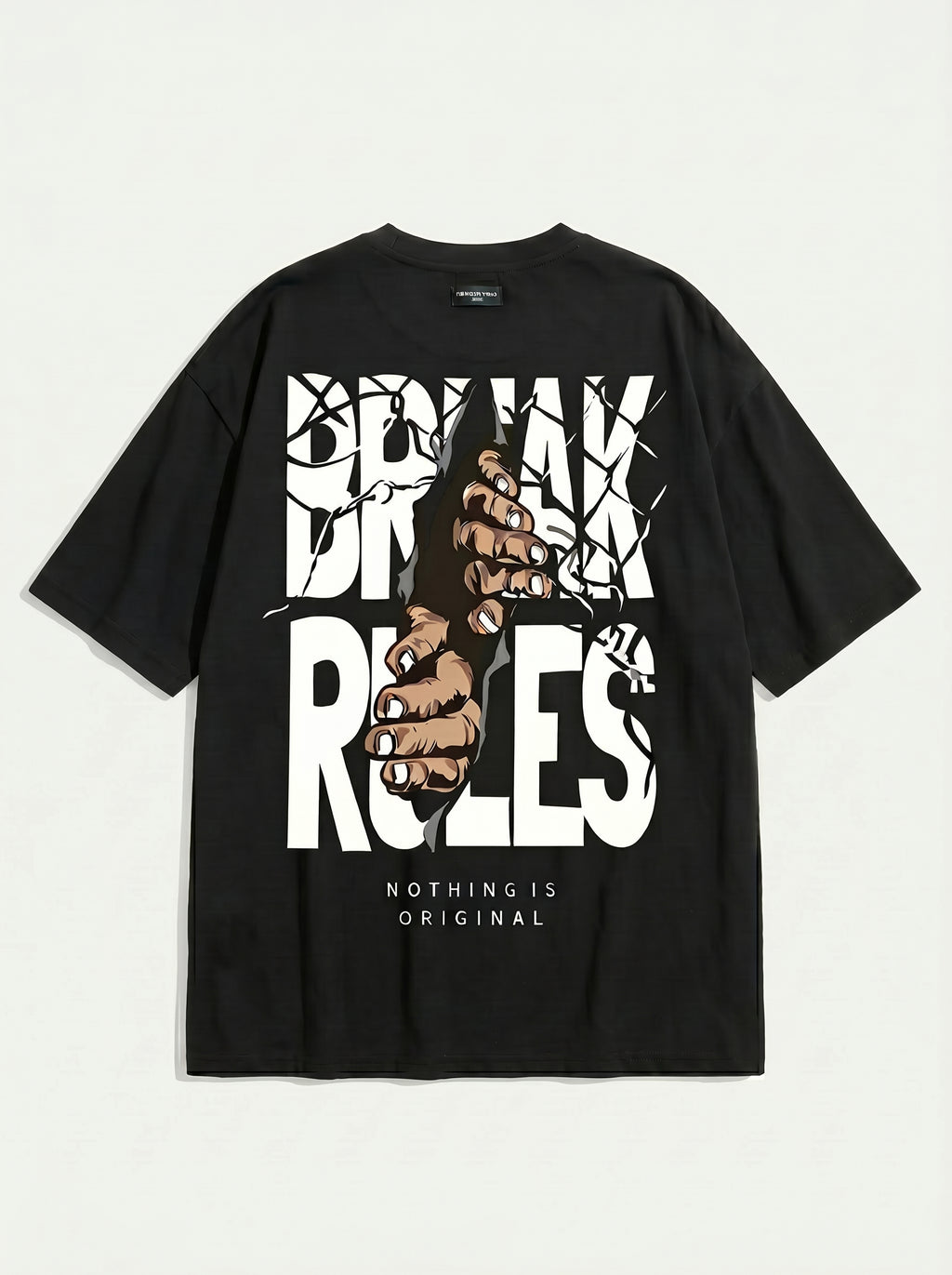 Torn Typography Drop-Shoulder Streetwear T-Shirt