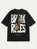 Torn Typography Drop-Shoulder Streetwear T-Shirt