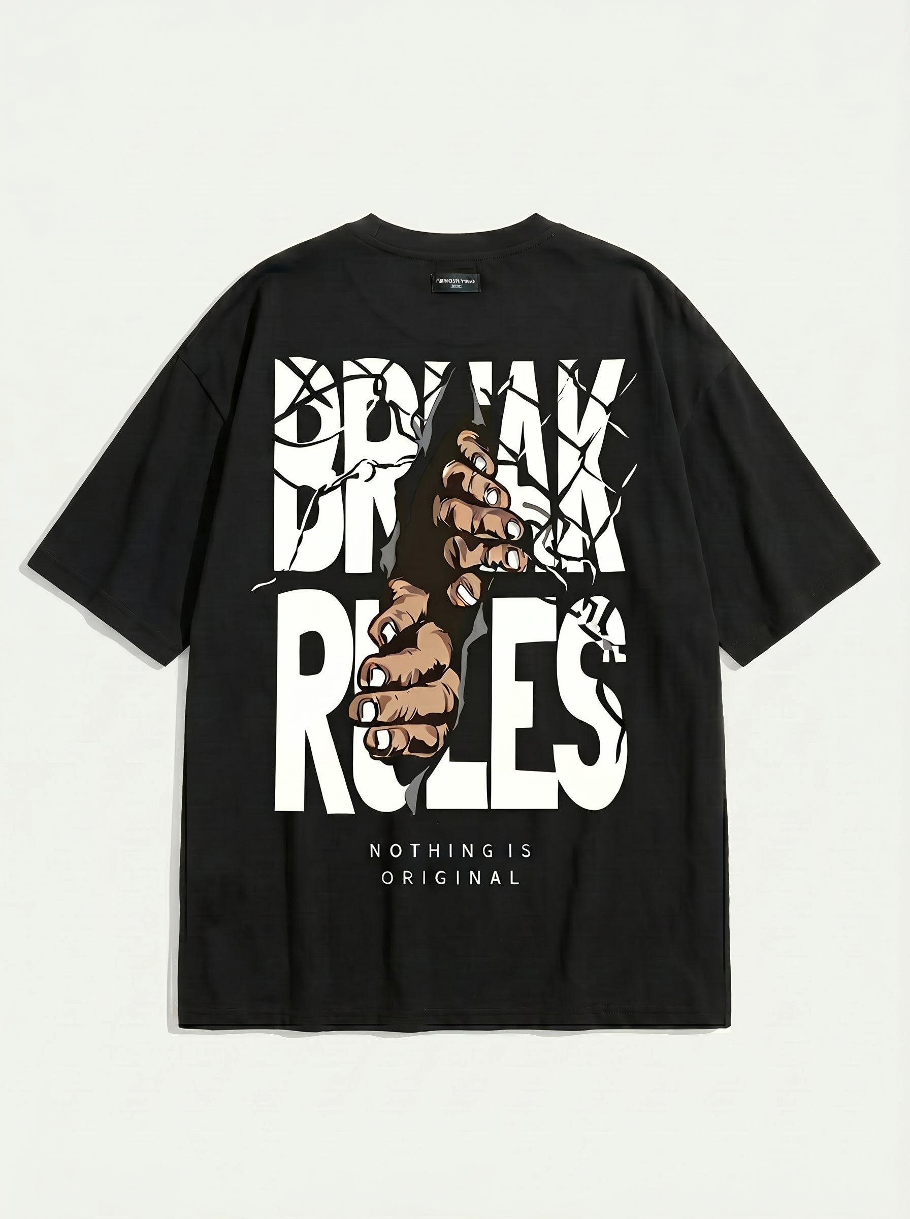 Torn Typography Drop-Shoulder Streetwear T-Shirt