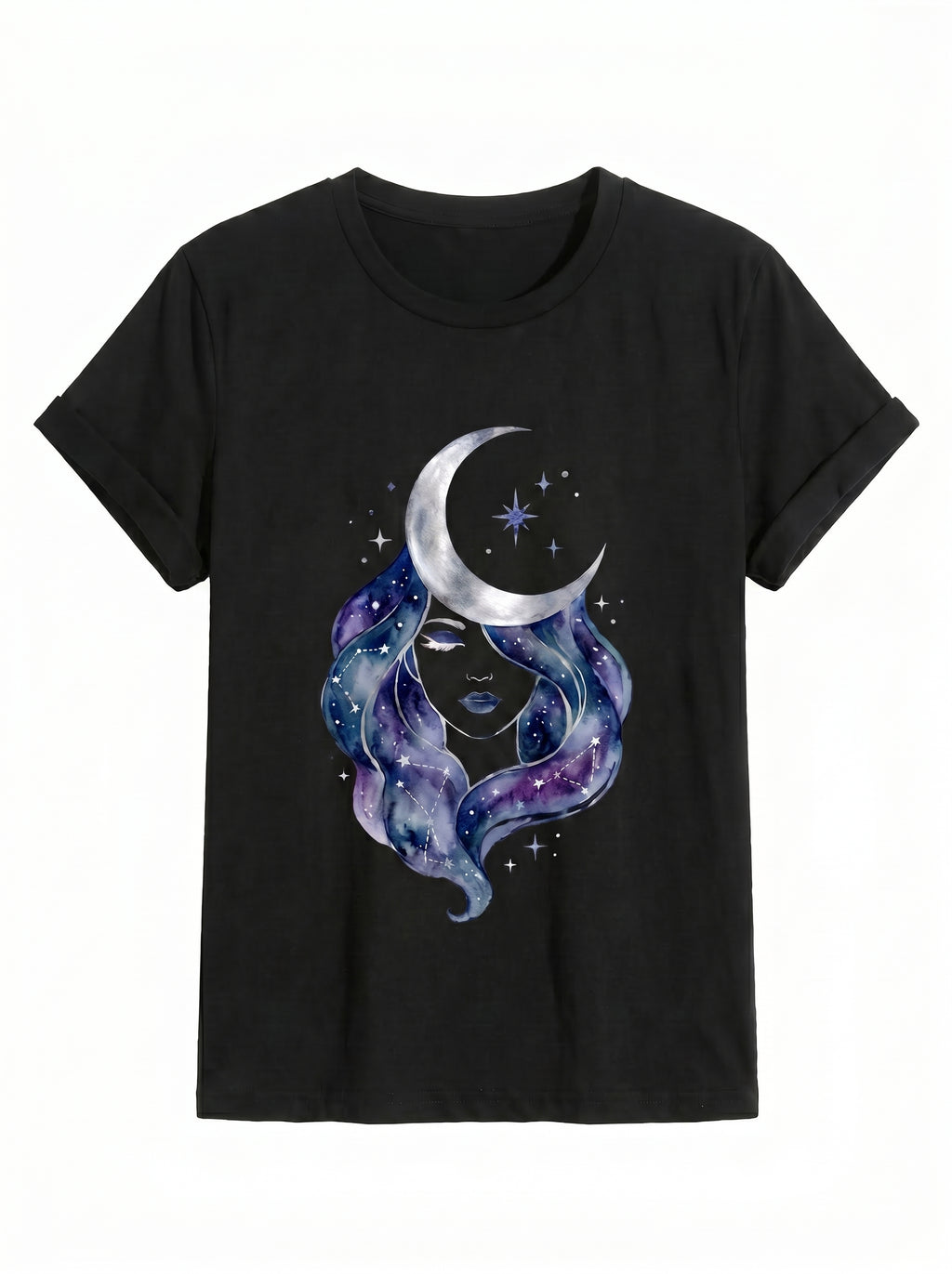 Celestial Moon Goddess Watercolor Graphic Tee