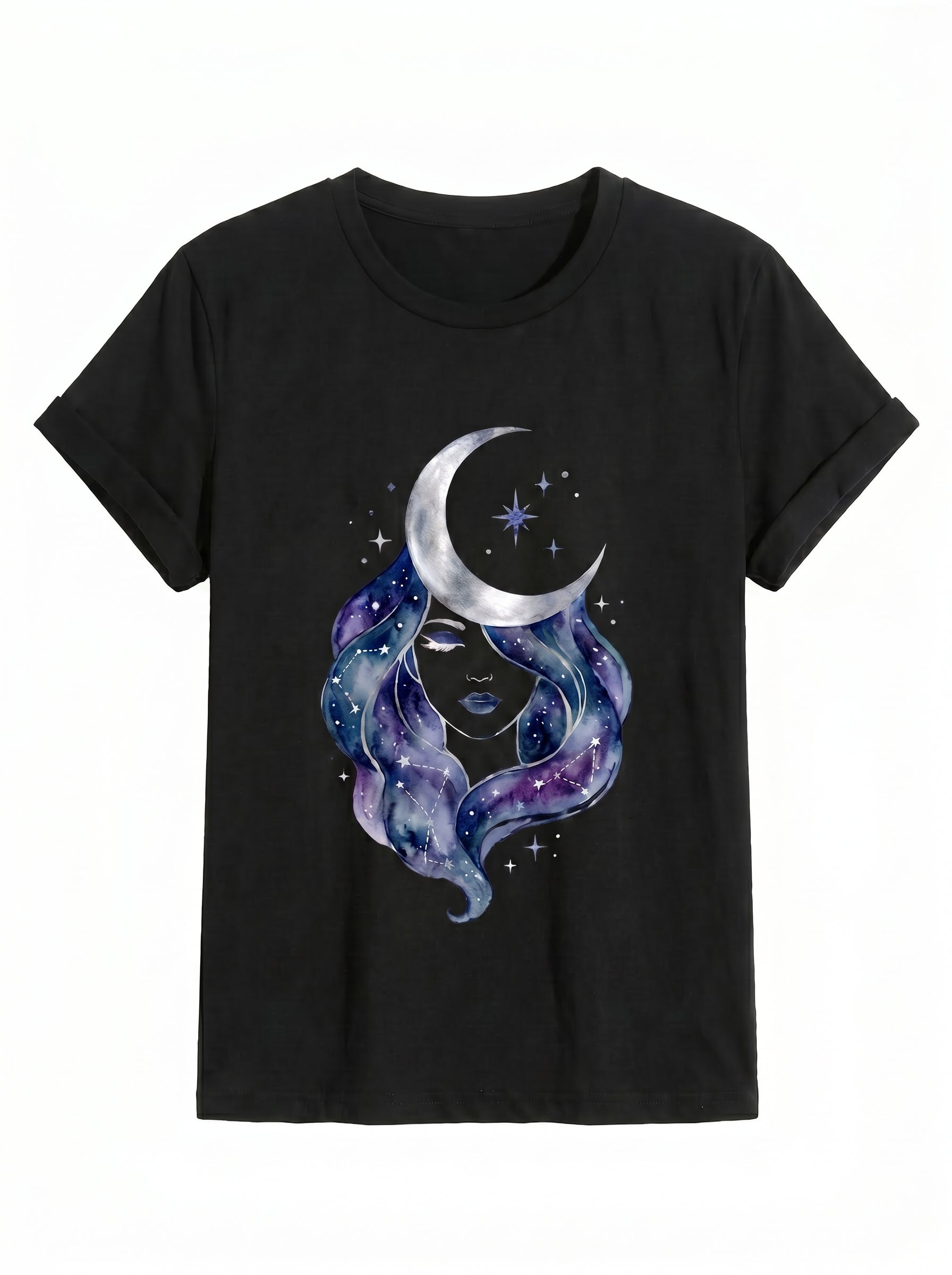 Celestial Moon Goddess Watercolor Graphic Tee